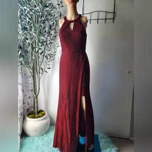 Morgan & Co Red Sparkle Metallic Ball Dress